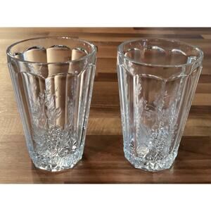 L.G. Wright Glass Panel Grape Clear Pattern 5” Flat Tumblers Set Of 2